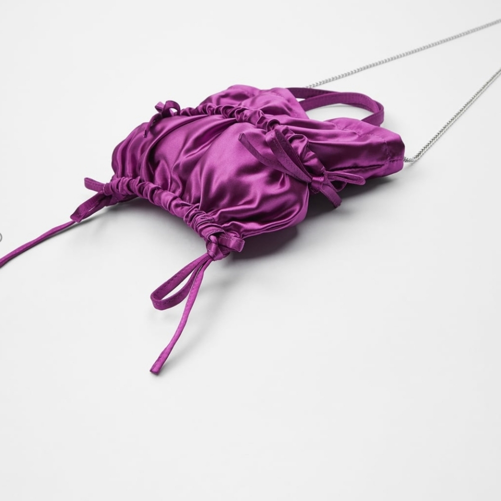 Zara purple satin bag
